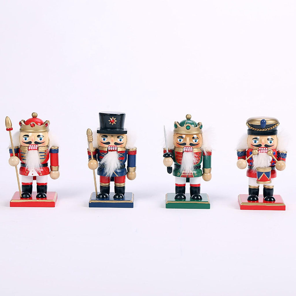 FVDPWYE 4 Pieces Christmas Nutcracker Puppet Gift Decor Party Favors Wooden Traditional