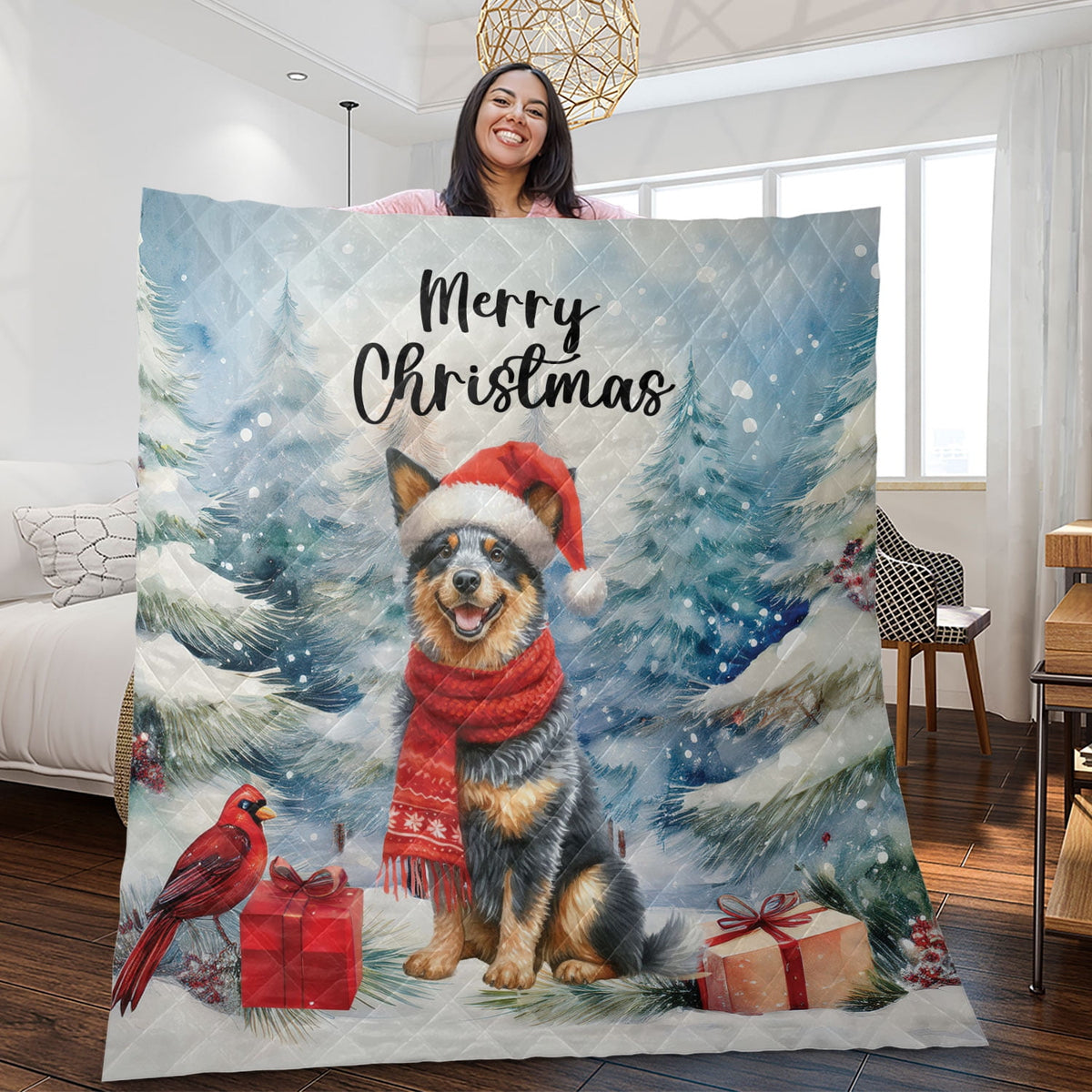 Merry Christmas French Bulldog Enjoys Woofmas Winter Xmas Holiday Quilt Bedding Set Dog Lover Gifts 1 Blanket Bed Cover 2 Pillowcases - 02022