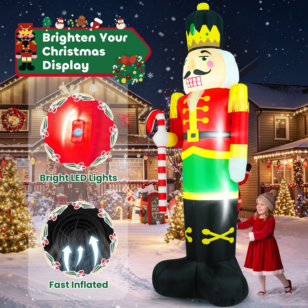 Yexmas 12FT Christmas Inflatable Nutcracker Soldier, Blow Up Yard Xmas Decor with LED Light&Candy Cane for Holiday Party Lawn Garden Outdoor Decor