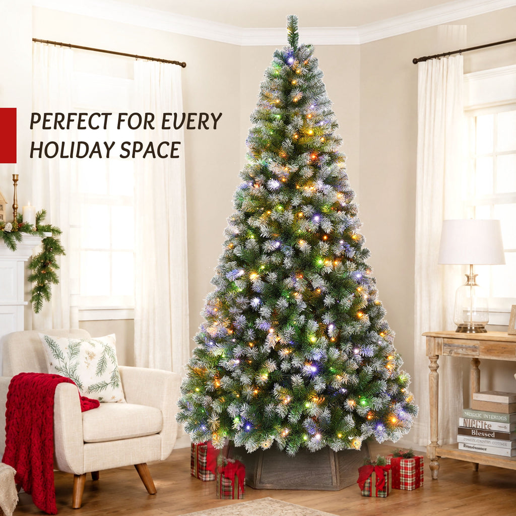 Yexmas 6ft Pre-Lit Green Christmas Tree, 11 Modes Colored LED Lights, Artificial Xmas Tree with Large Storage Bag