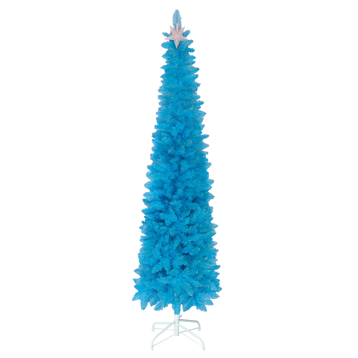 VEIKOUS 6ft Christmas Tree Crooked Neck with Topper, Prelit Xmas Tree with 200 LED Lights & 536 Branch Tips, Bendable Top Christmas Slim Tree for Holiday Decor, Green