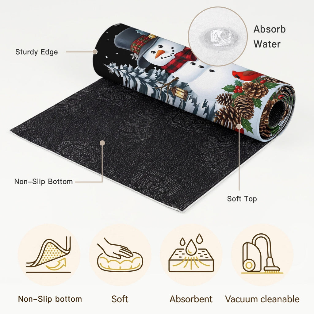 5x7 Area Rugs, Light Blue Snowman Christmas Non-Skid Rubber Backing Large Rectangle Rugs - Living Room Bedroom Home Office, Xmas Pinecone Tree Snowflake Indoor Floor Mat Carpets Washable Rug