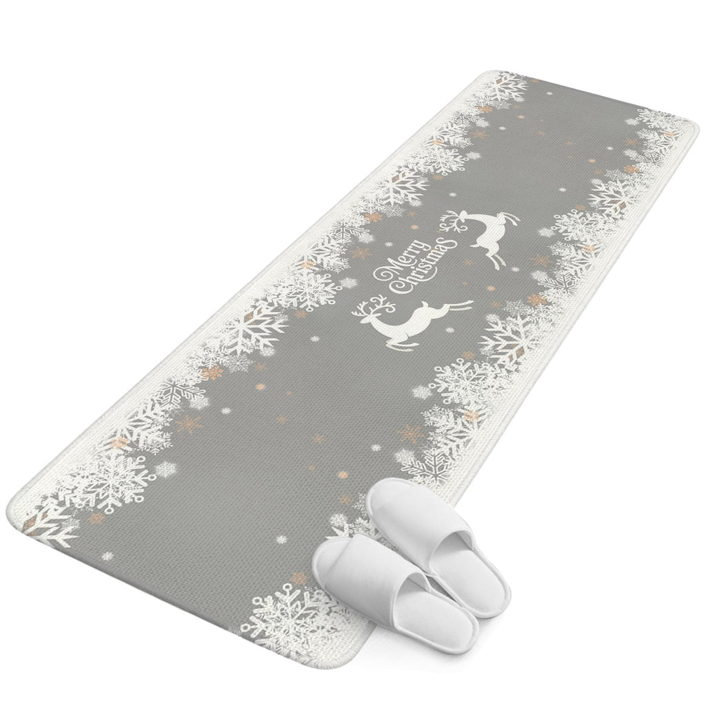 Black Christmas Washable Area Rugs for Living Room Bedroom, Large Non Slip Indoor Floor Carpet Absorbent Low Pile Elk Xmas Snowflake Winter Deer Door Mat Rugs for Bathroom Entryway 47.2"x63"