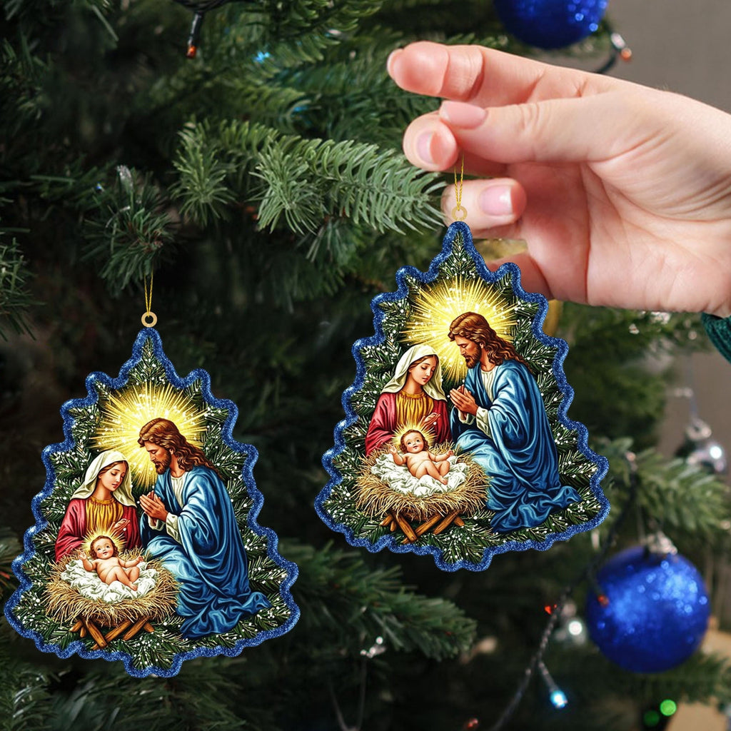 Xuniizn Nativity Ornaments, Christmas Nativity Scene Ornaments Acrylic Christmas Tree Decorations for Xmas Tree, Home, Office, Hanging Ornament, Religious Gifts, Party Decor, Christmas Decorations