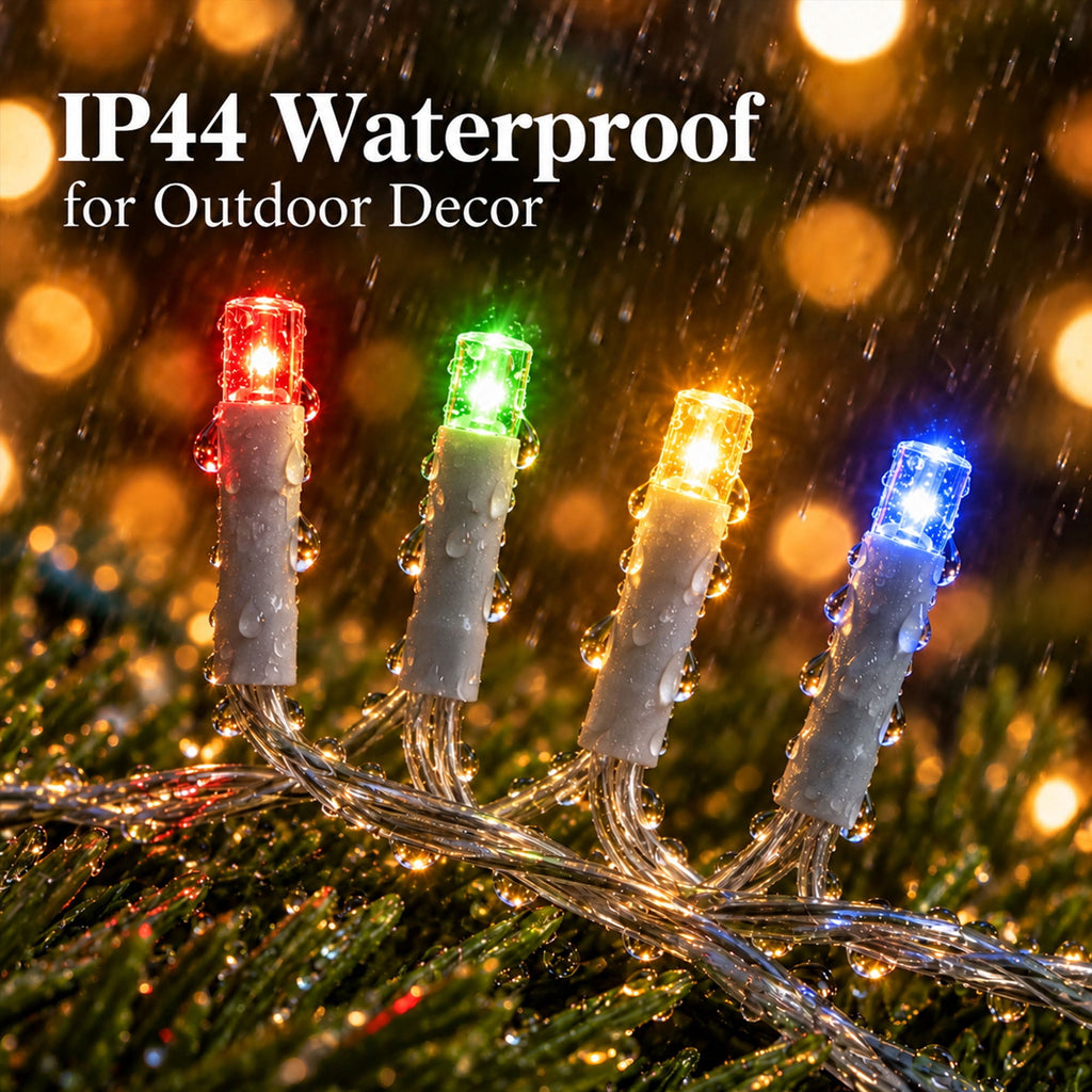 Qunler Outdoor Christmas Decoration Lights, 8 Modes & 350 LED Christmas Waterfall Fairy Tree String Lights Indoor Outdoor Holiday Lighting Decorations, Multicolor, Plug-in