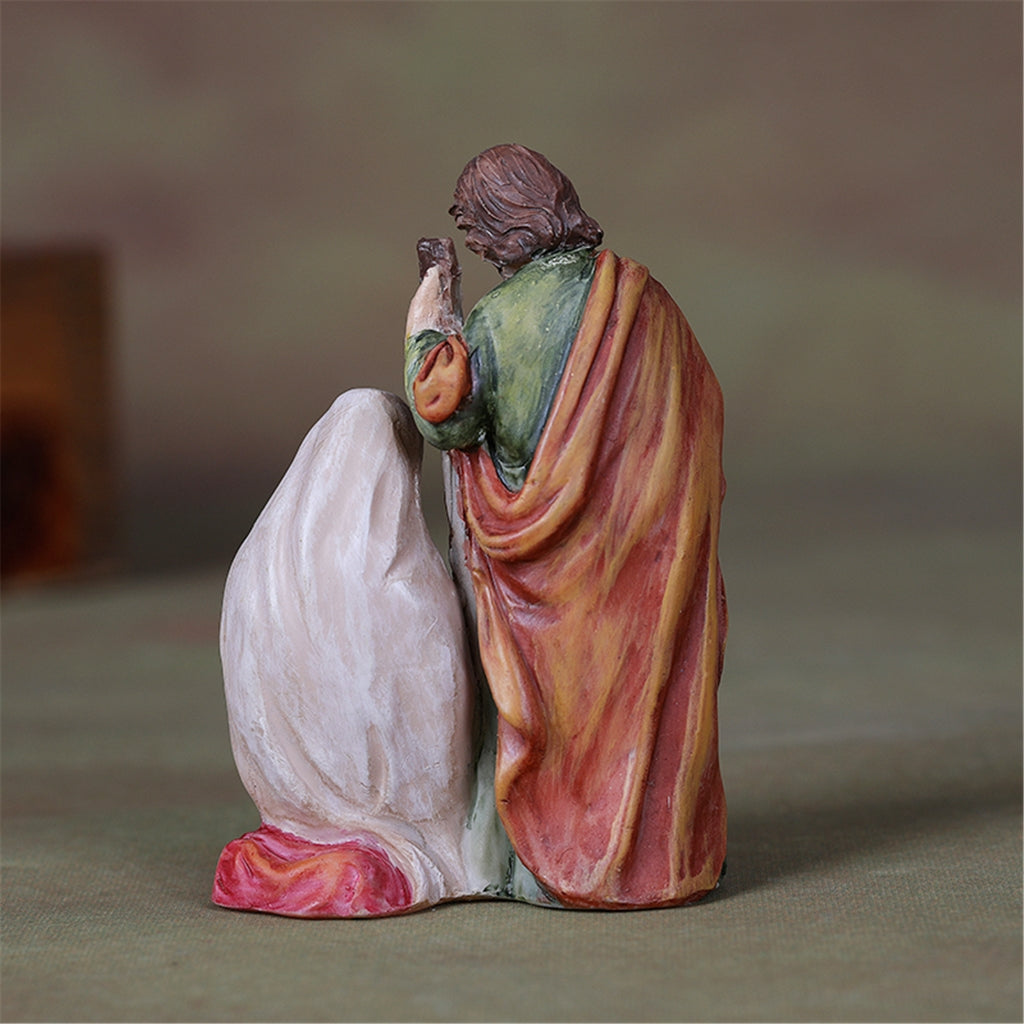 SDFGTstore Resins Manger Nativity Scene Miniature Figurine Holy Family Statue Ornament Gift
