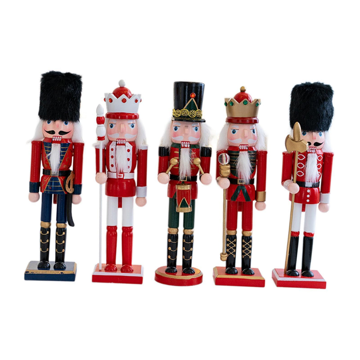 Tachiuwa 5 Pieces Nutcracker Figurines, Wooden Nutcracker Christmas Decor, Traditional Christmas Nutcracker for Festival Shelf