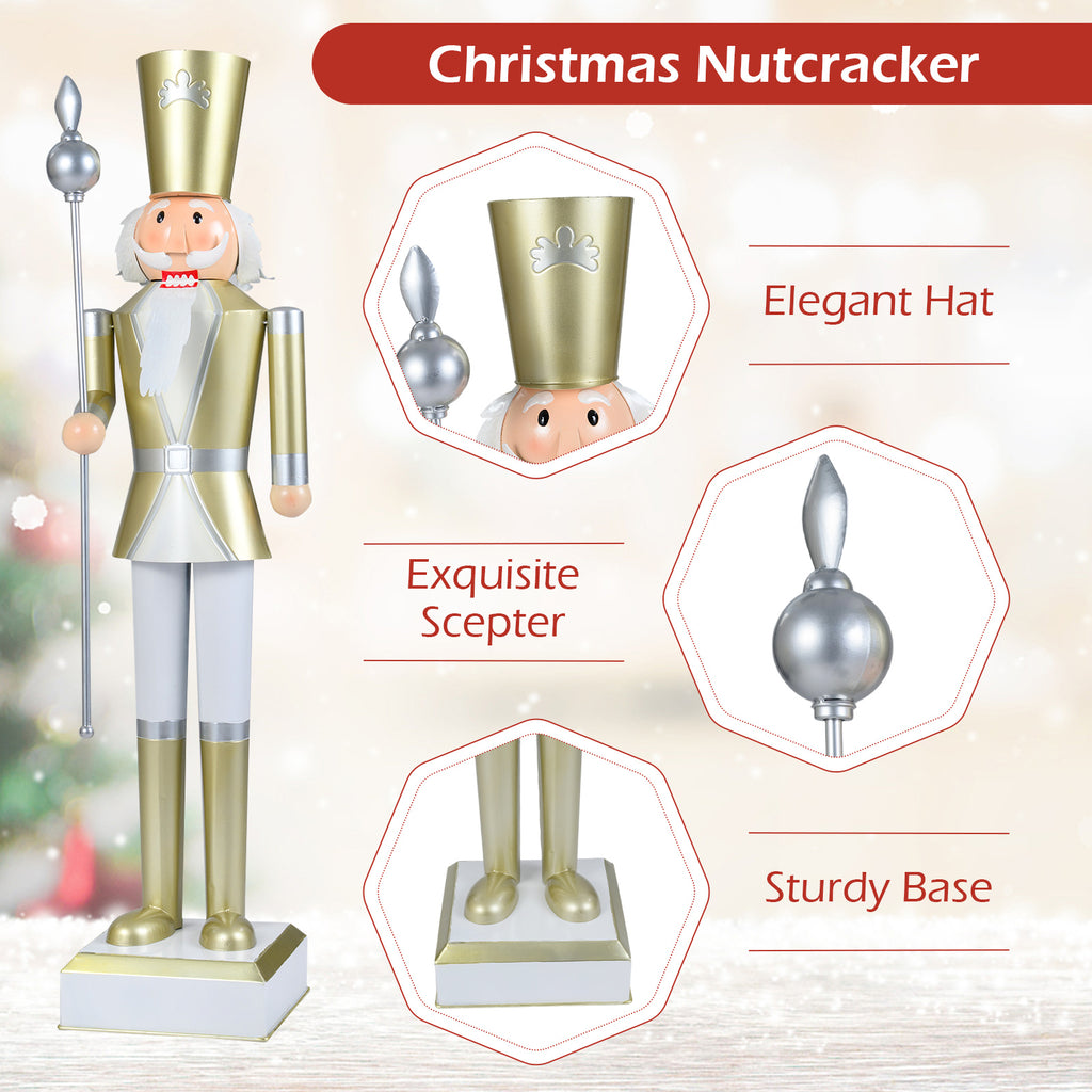 Gymax 4' Outdoor Christmas Nutcracker w/High Hat & Beautiful Scepter Uniform & Boots for Yard Black
