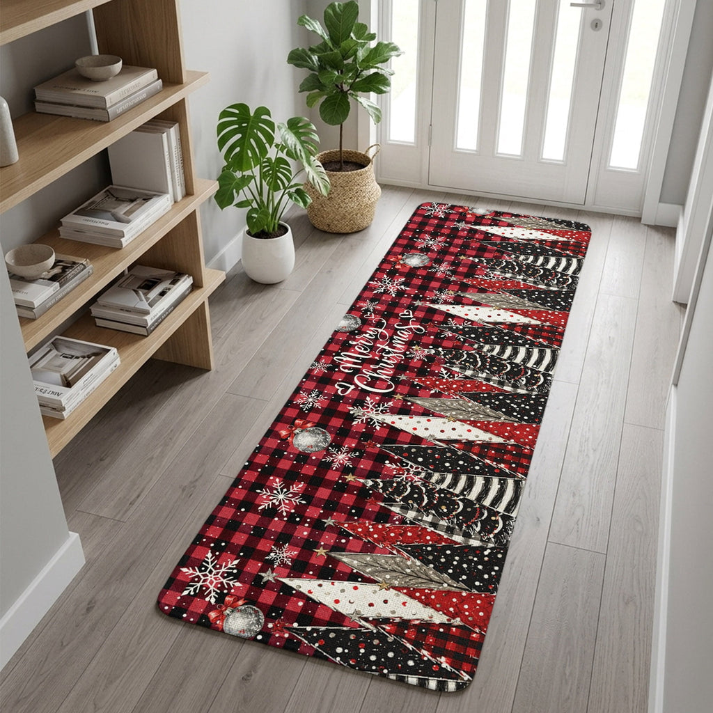 Red Truck Christmas Washable Area Rugs for Living Room Bedroom, Large Non Slip Indoor Floor Carpet Absorbent Xmas Tree Gnomes Navy Blue Snowflake Door Mat Rugs for Bathroom Entryway 63"x90.6"