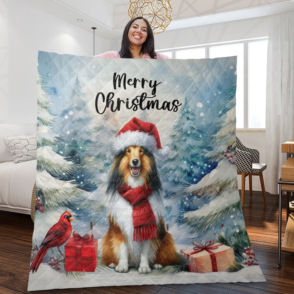 Merry Christmas French Bulldog Enjoys Woofmas Winter Xmas Holiday Quilt Bedding Set Dog Lover Gifts 1 Blanket Bed Cover 2 Pillowcases - 02022