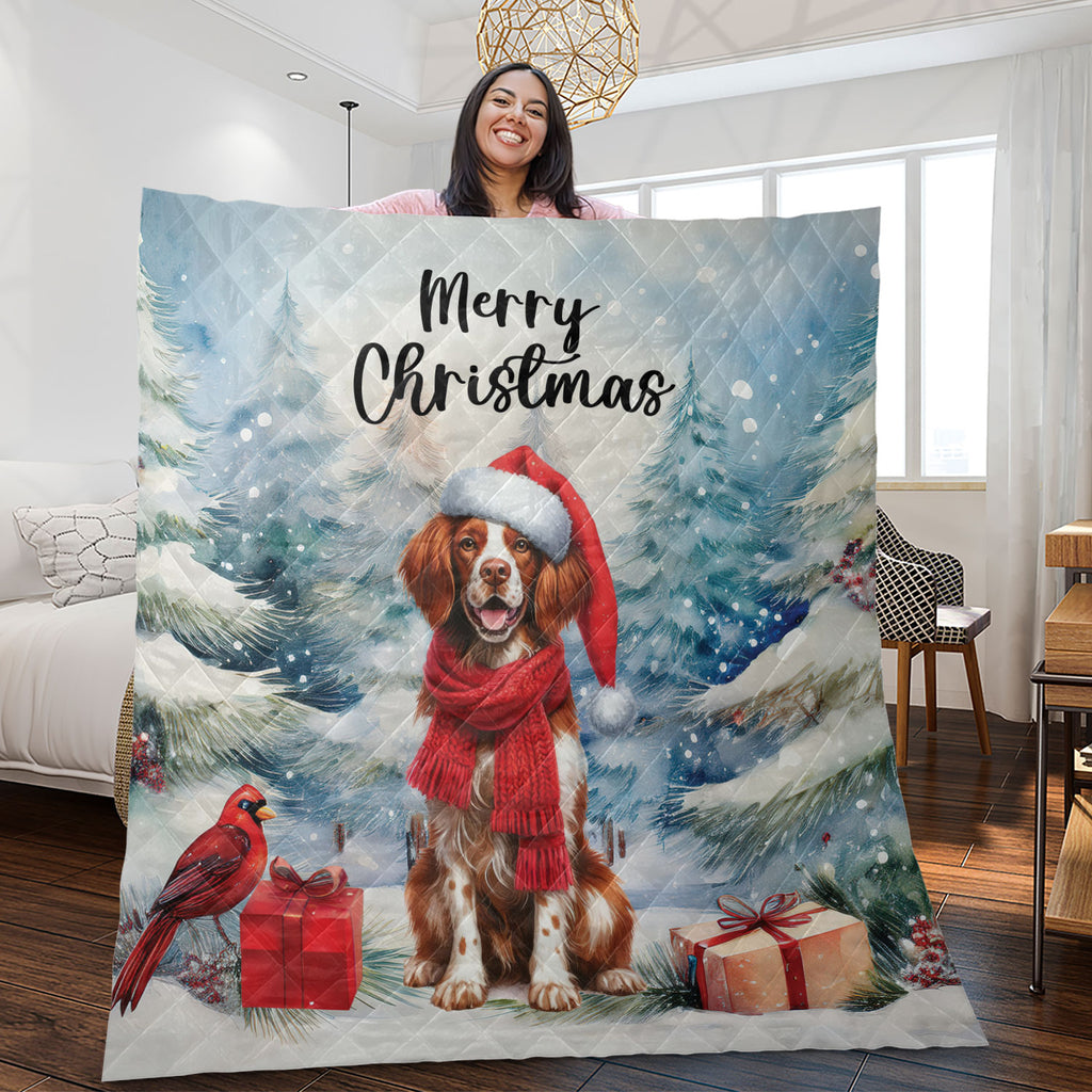 Merry Christmas French Bulldog Enjoys Woofmas Winter Xmas Holiday Quilt Bedding Set Dog Lover Gifts 1 Blanket Bed Cover 2 Pillowcases - 02022