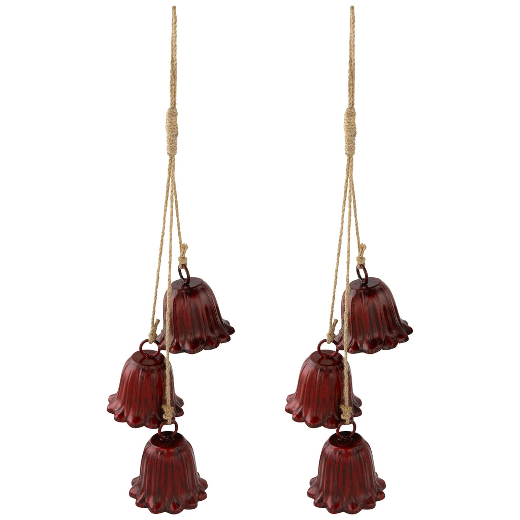 Northlight Fluted Bells Trio Christmas Decorations - 20" - Red - Set of 2