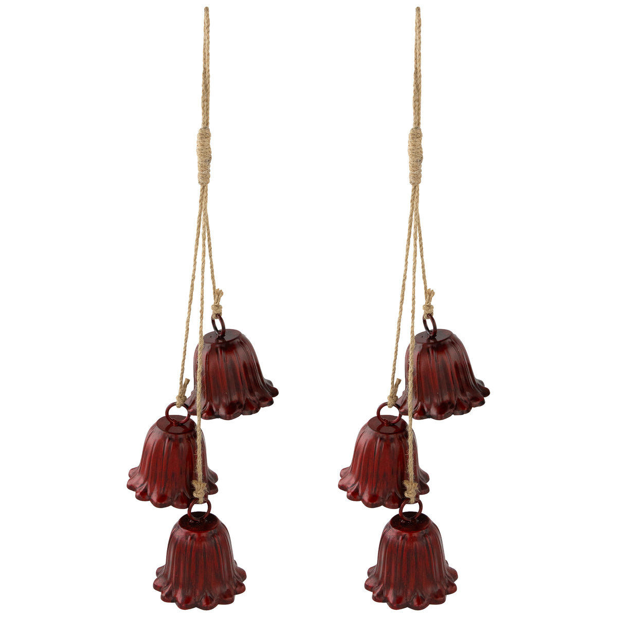 Northlight Fluted Bells Trio Christmas Decorations - 20" - Red - Set of 2