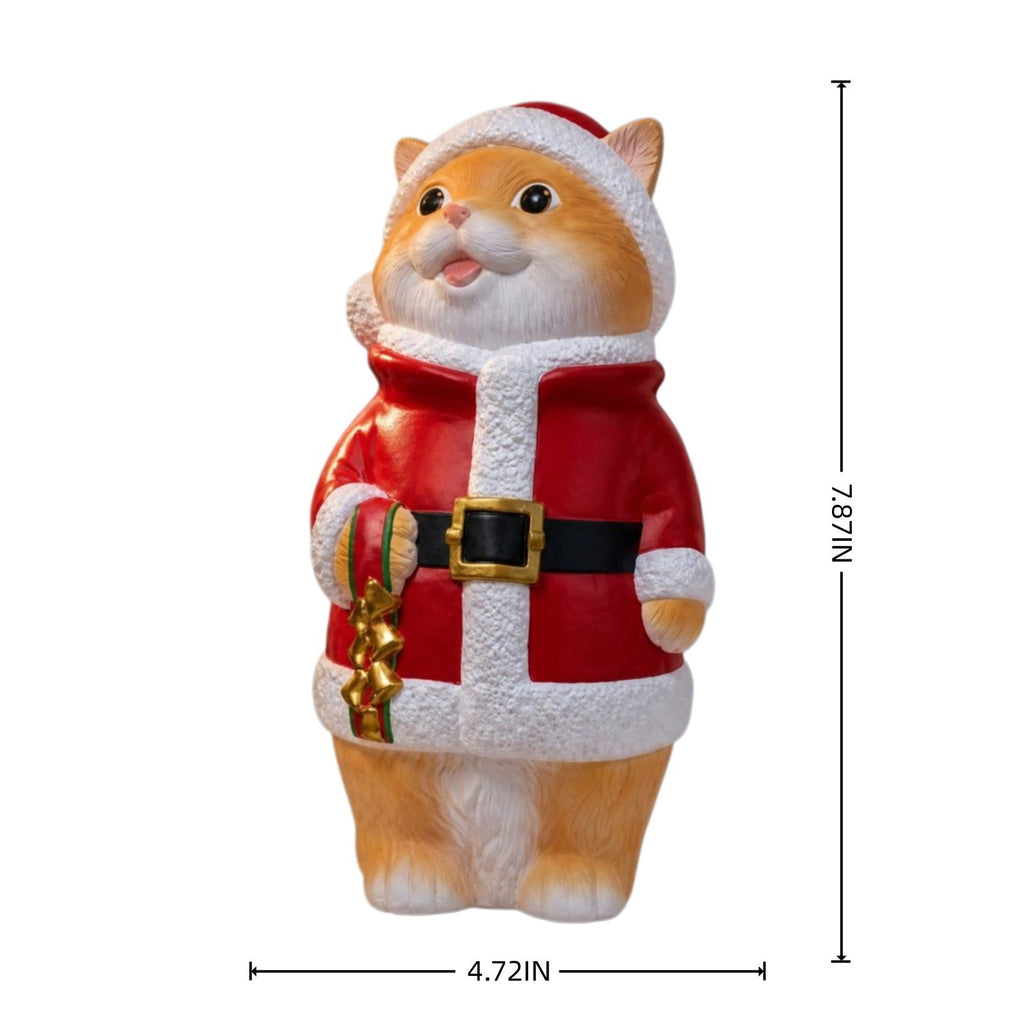 Luckky Lighted Christmas Dog Resin Statue, Santa Hat and Scarf Dog Figurine, 7.87 Inch, Multi-Color LED Lights, Indoor Outdoor Holiday Decor