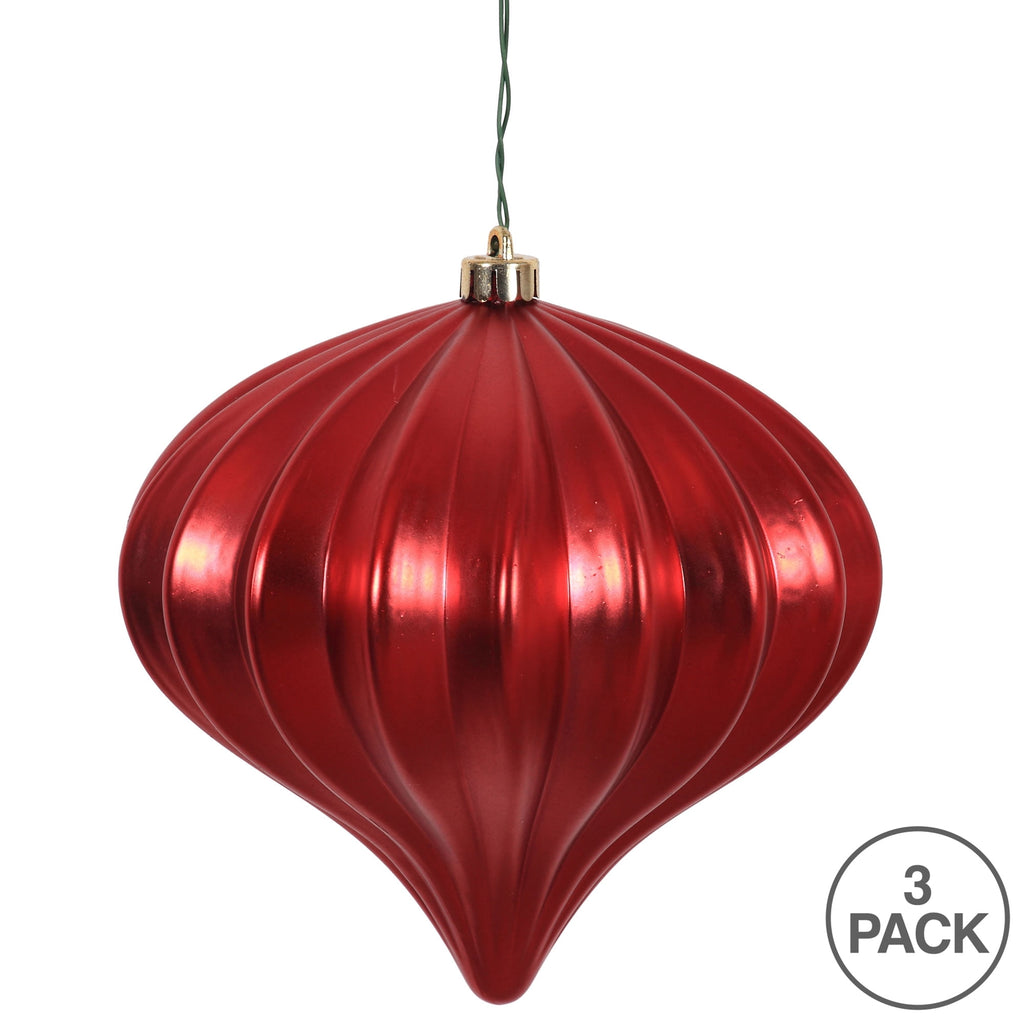 Vickerman 5.7" Burnished Orange Matte Onion Christmas Ornament, UV treated, Set of 3