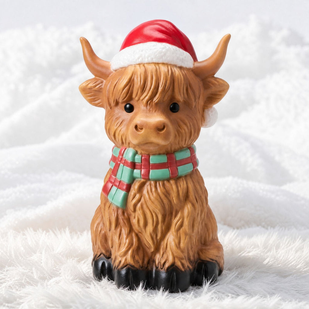 Luckky Lighted Christmas Dog Resin Statue, Santa Hat and Scarf Dog Figurine, 7.87 Inch, Multi-Color LED Lights, Indoor Outdoor Holiday Decor