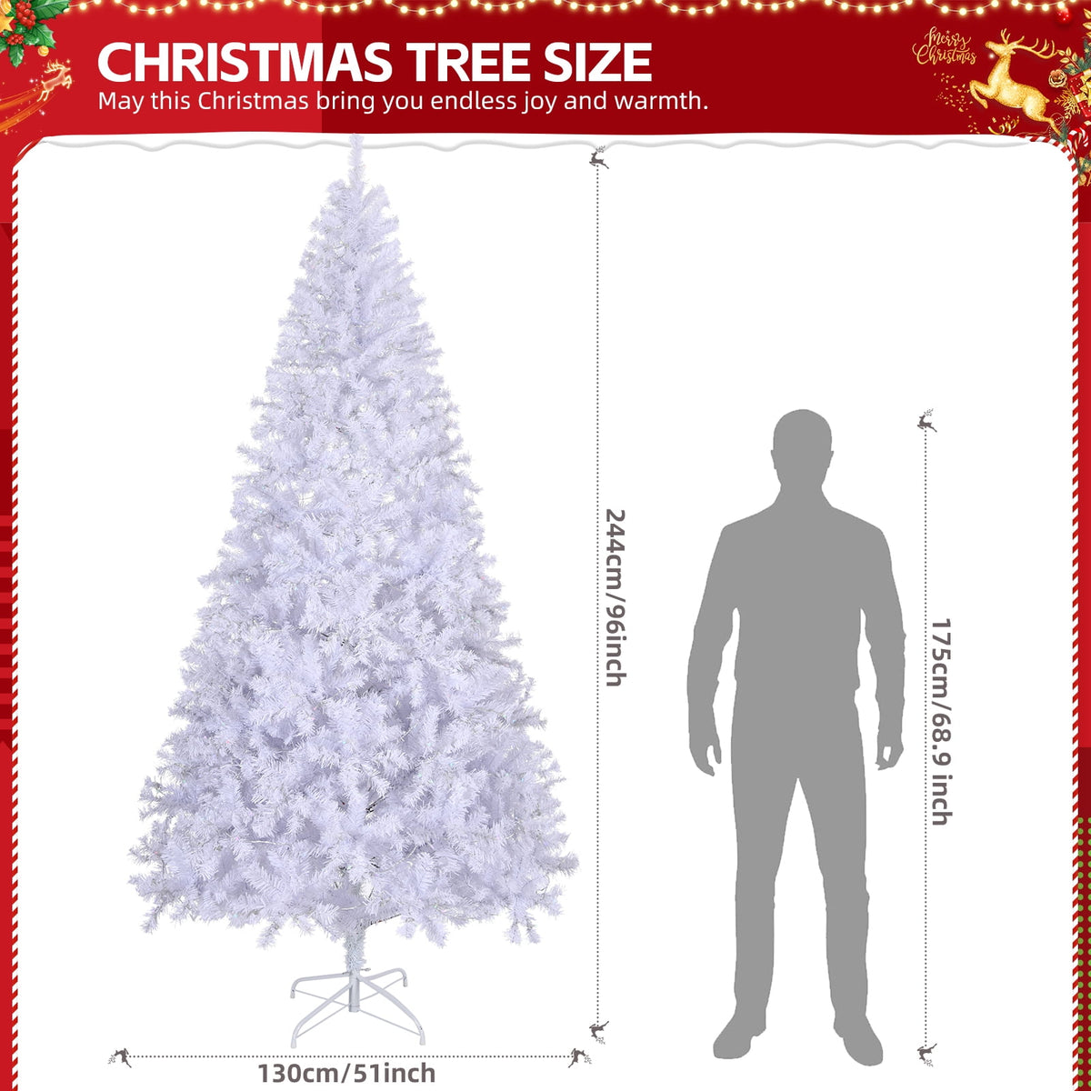 Ktaxon 8 FT Pre-lit Christmas Tree, Xmas Tree Hinged Branches with 500 RGB Lights and 1500 Branch Tips APP Controlled, for Holiday Party Store Office Home, White
