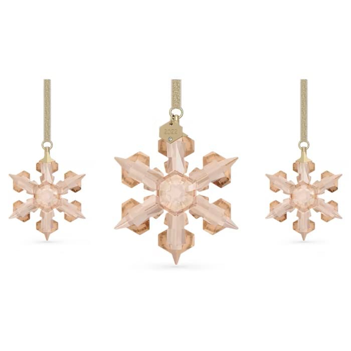 Swarovski Crystal Festive Annual Edition 2022 Ornament Set, Gold Tone, 5634890