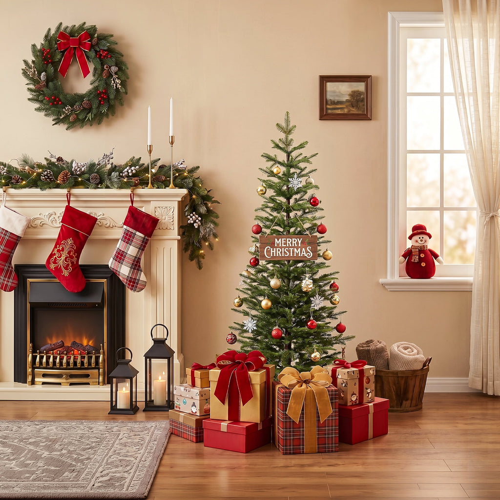 DR.Planzen 5ft Pencil Christmas Tree, 1104 Tips PE Realistic Unlit Artificial Slim Christmas Tree with Metal Stand - Holiday Indoor Decoration for Apartment Entryway Corner Office