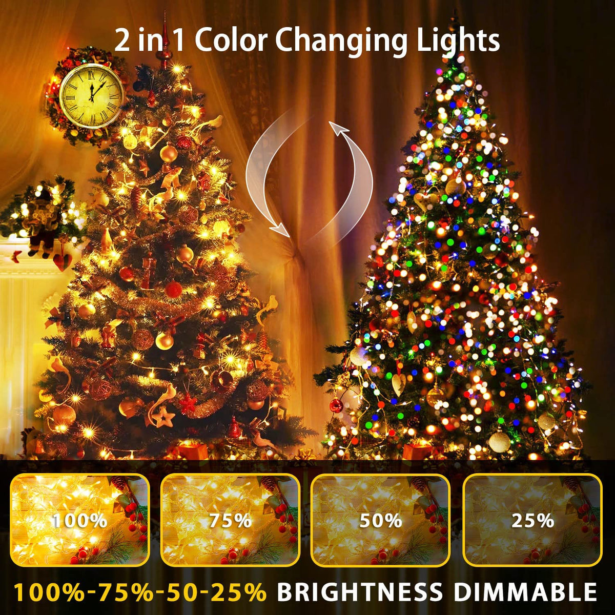JMEXSUSS 200 LED Christmas Lights Indoor Outdoor, Connectable Warm White Christmas Tree Lights Clear Wire, 66 Ft Twinkle Fairy String Lights Plug in for Bedroom Wedding Christmas Tree Decorations