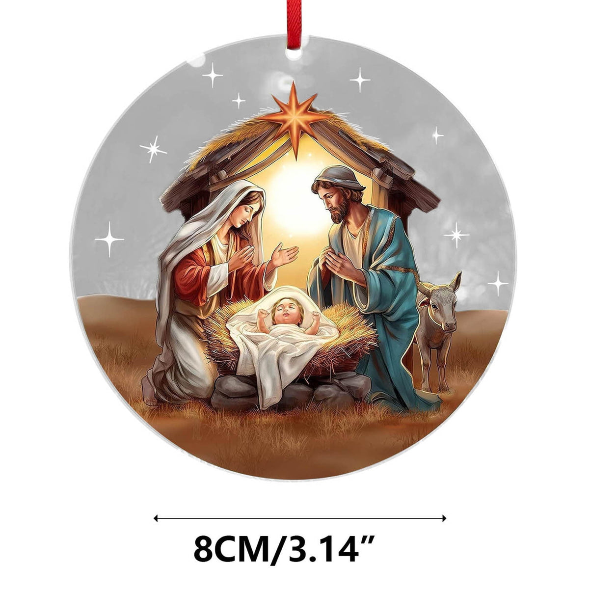 Xuniizn Nativity Ornaments, Christmas Nativity Scene Ornaments Acrylic Christmas Tree Decorations for Xmas Tree, Home, Office, Hanging Ornament, Religious Gifts, Party Decor, Christmas Decorations