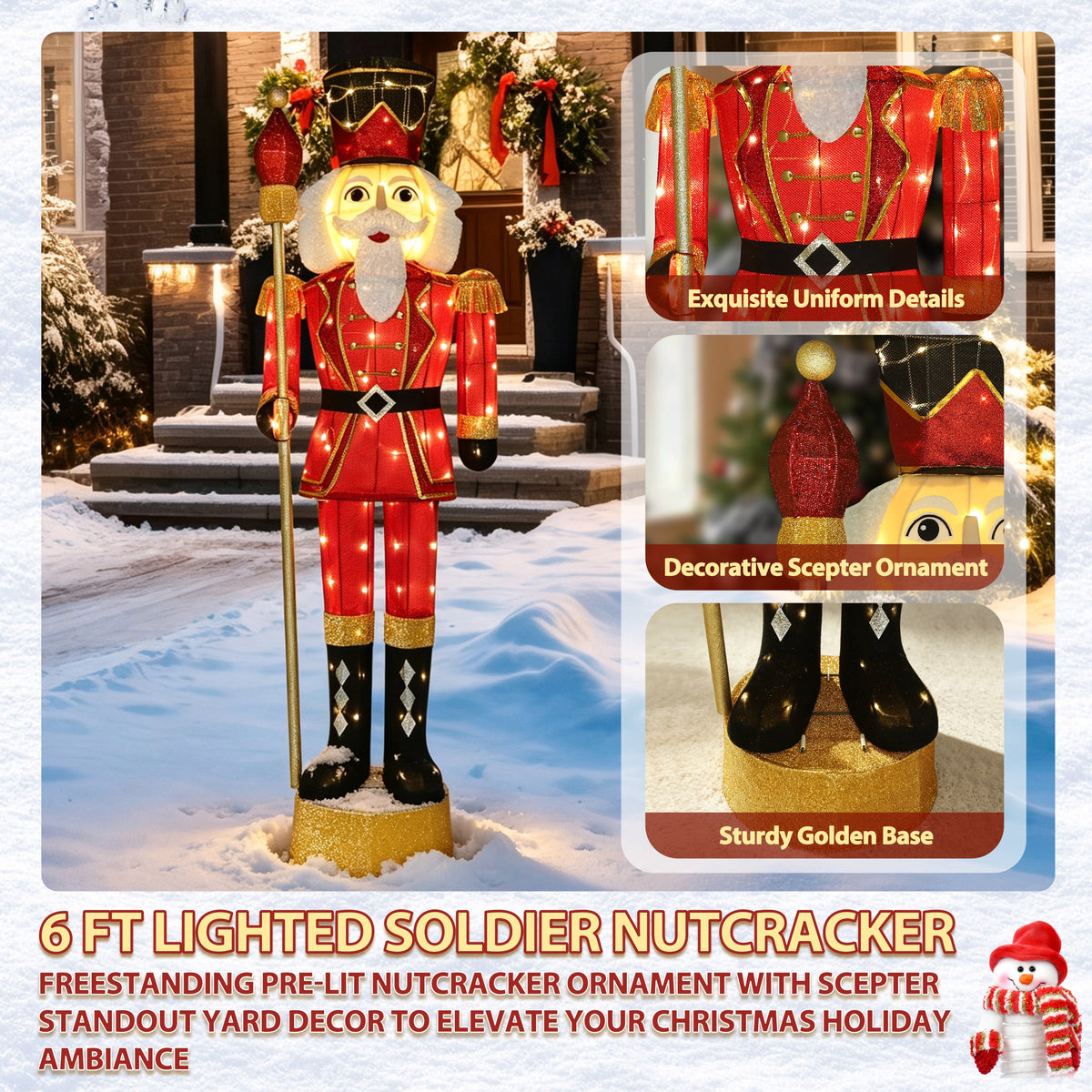 VEIKOUS 5ft Christmas Nutcracker Soldier Decoration, Xmas Indoor&Outdoor Decoration W/Candy Cane for Holiday Party