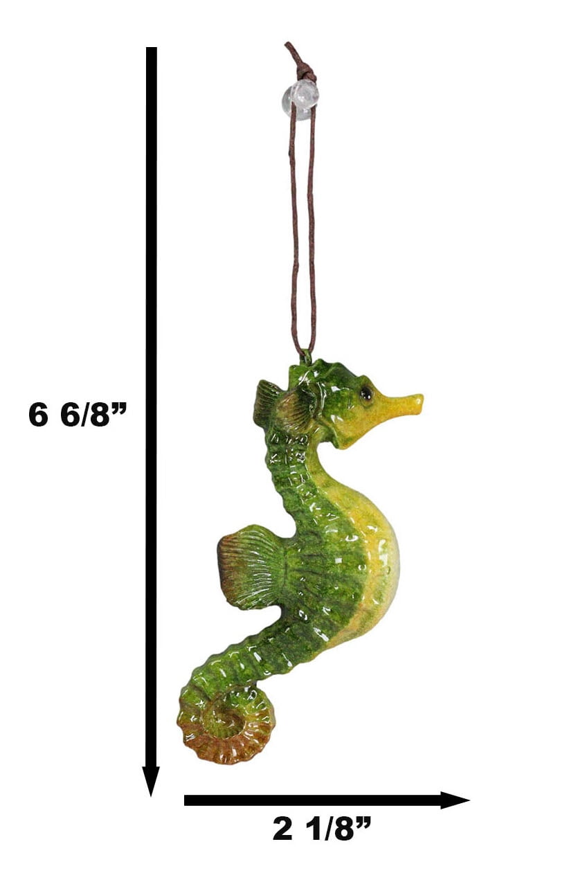 Set Of 6 Green Seahorses Ocean Marine Beach Wall Hanging Decor Tree Ornaments