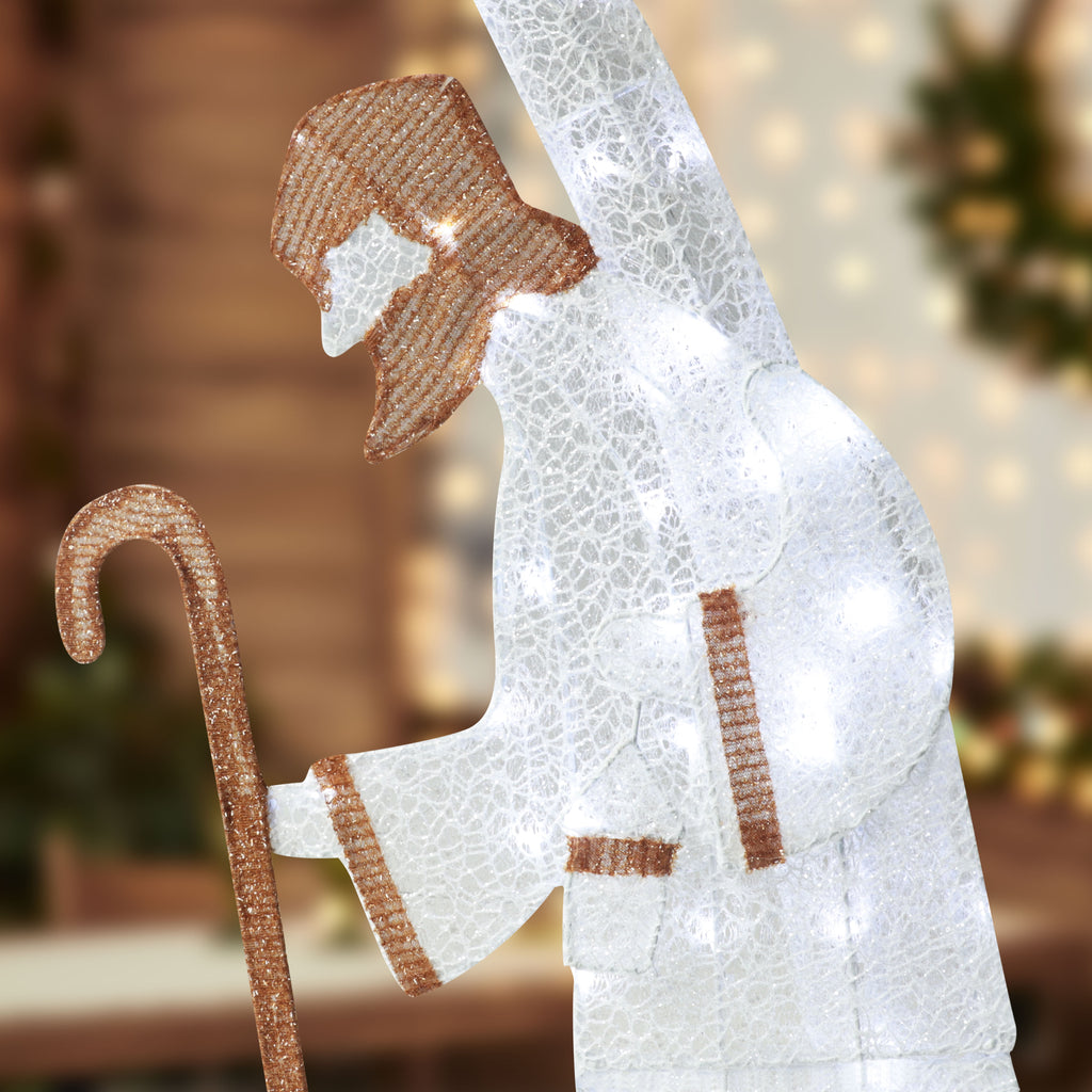 VEIKOUS 5ft Lighted Nativity Scene Christmas Decor Outdoor w/ 150 LED Lights, Holy Family Holiday Yard Decor Set ,White