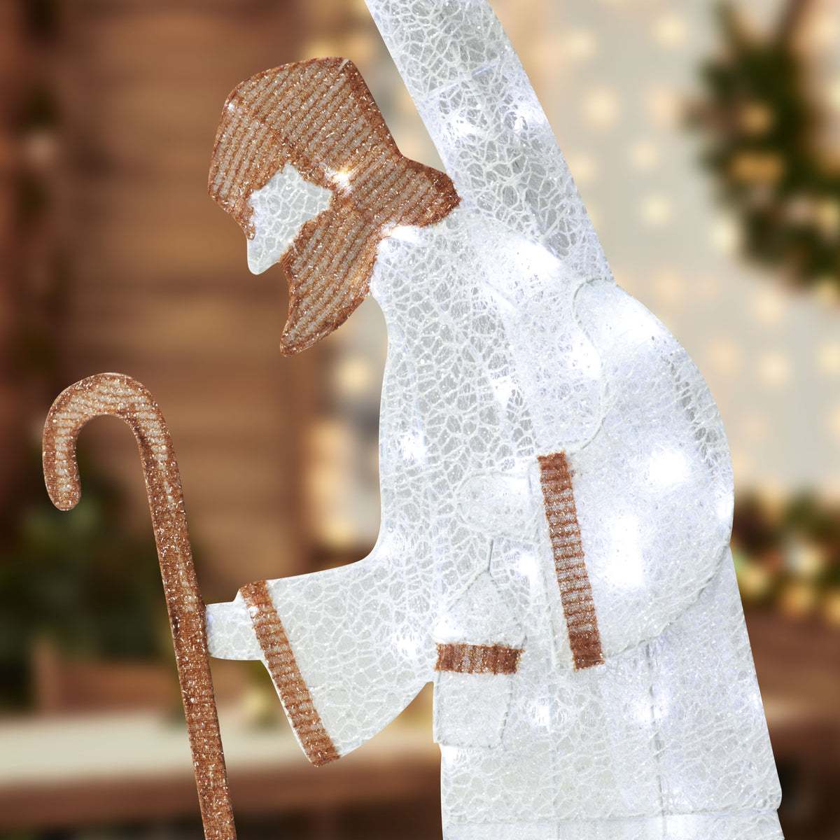 VEIKOUS 5ft Lighted Nativity Scene Christmas Decor Outdoor w/ 150 LED Lights, Holy Family Holiday Yard Decor Set ,White