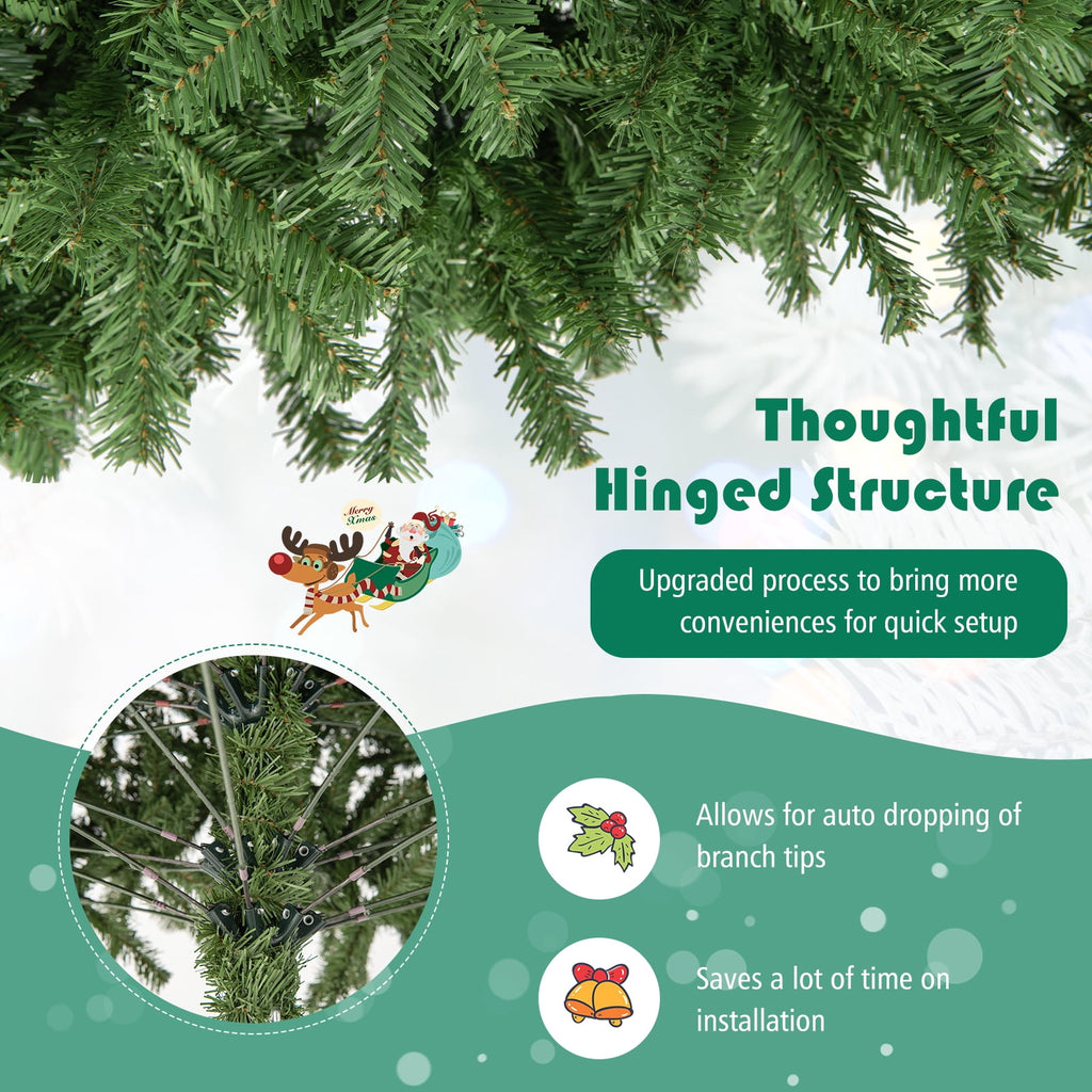Costway 9FT PVC Christmas Tree 2132 Tips Hinged Solid Metal Legs