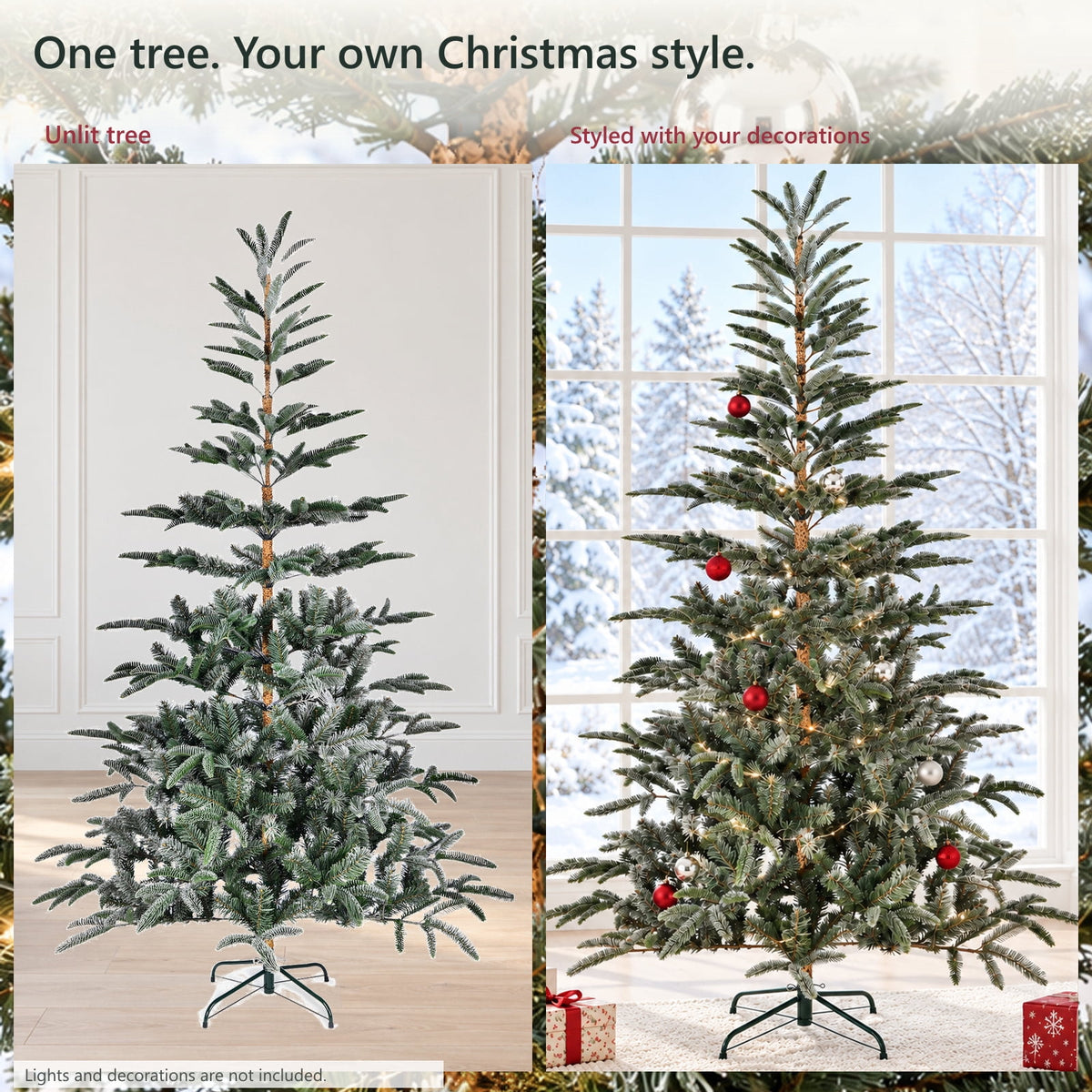 Furnibear 7ft Christmas Tree with 700 Snowy Tips Easy Setup Artificial Christmas Tree for Holiday Decor