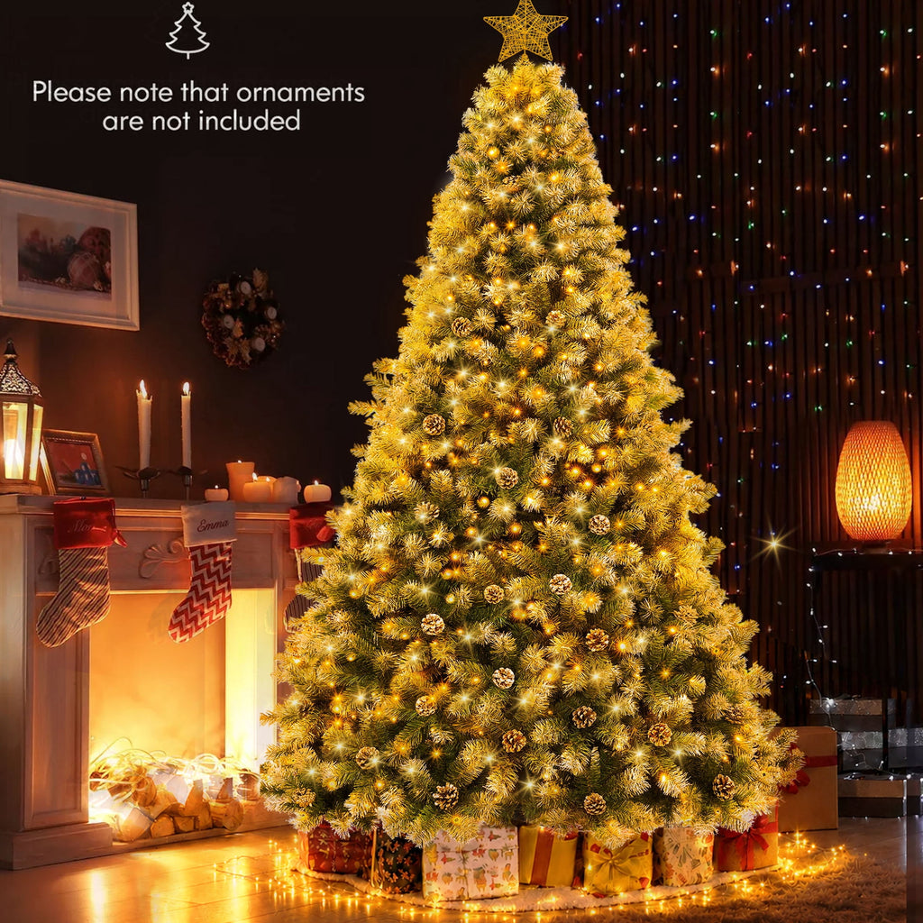 Yexmas 6ft Pre-Lit Christmas Tree with Tree Topper, 8 Modes LED Lights, Artificial Xmas Tree with Large Storage Bag