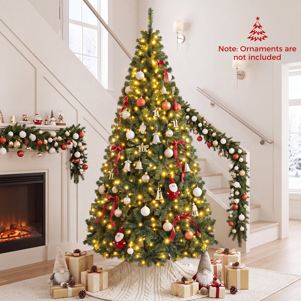 Costway 8Ft Pre-Lit Artificial Christmas Tree Hinged 750 LED Lights