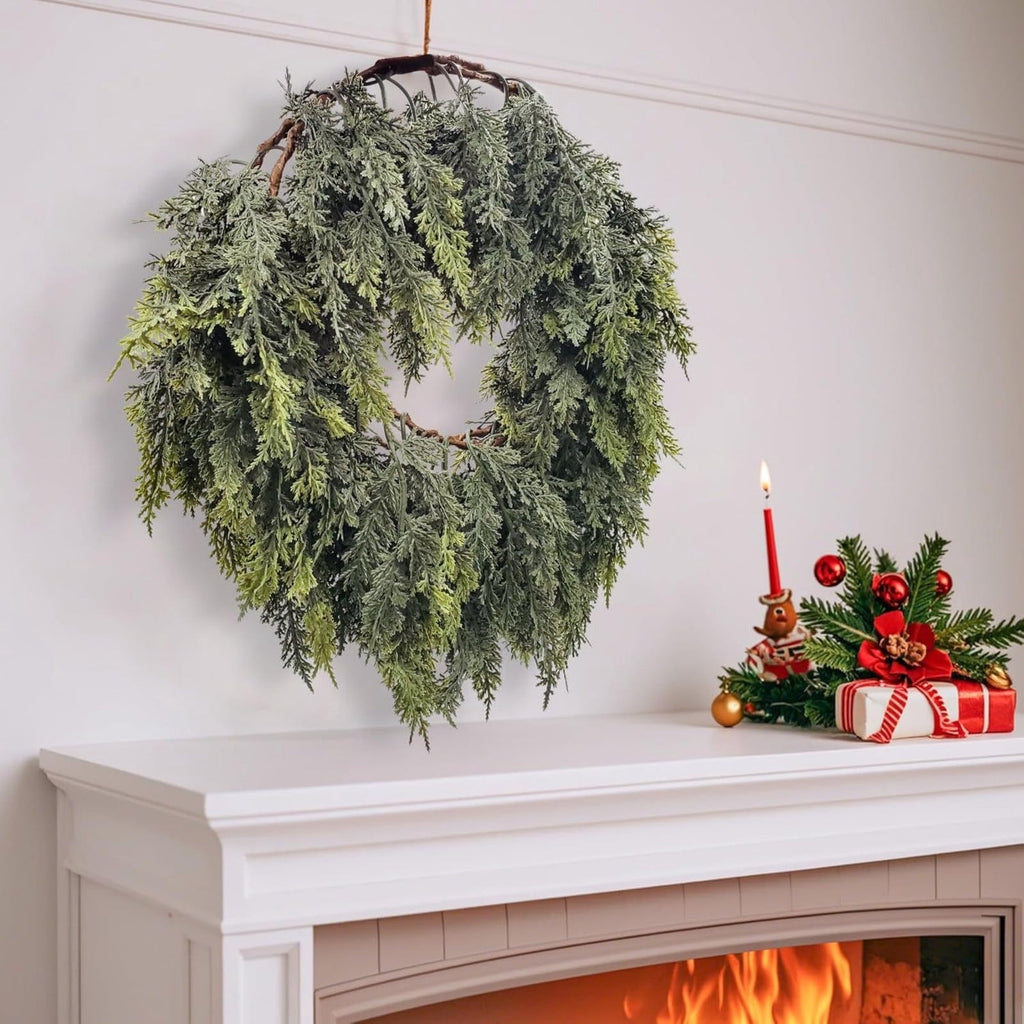 RBCKVXZ 5 FT Christmas Garland Thick and Realistic Artificial Cedar Garland Green Faux Needles Garland for Christmas Winter Home Mantel Fireplace Holiday Party Decorations