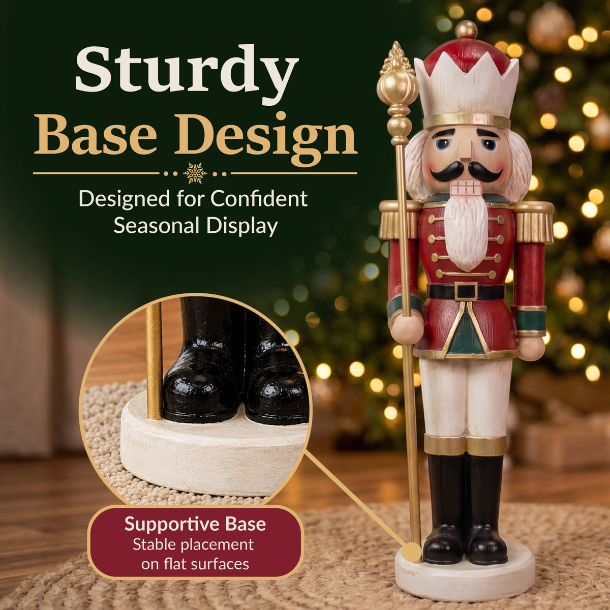Sunnydaze Green Polyresin Gregor the Rustic Nutcracker Christmas Statue, 33"