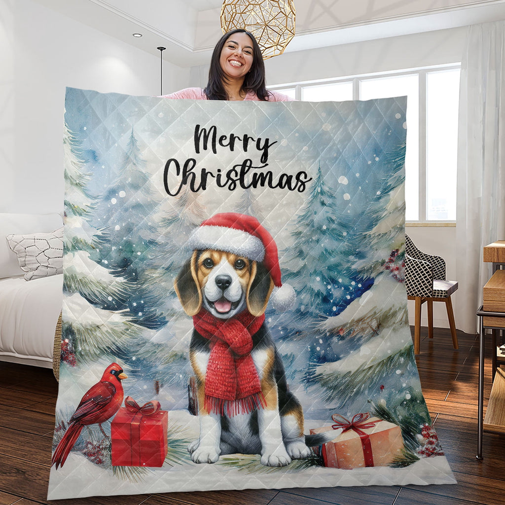 Merry Christmas French Bulldog Enjoys Woofmas Winter Xmas Holiday Quilt Bedding Set Dog Lover Gifts 1 Blanket Bed Cover 2 Pillowcases - 02022