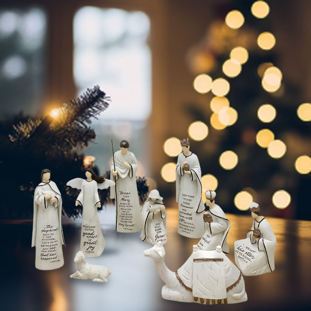 Jesscasday Baby Jesuses Holy Family Statue Miniature Christmas Nativity Scene Sculpture