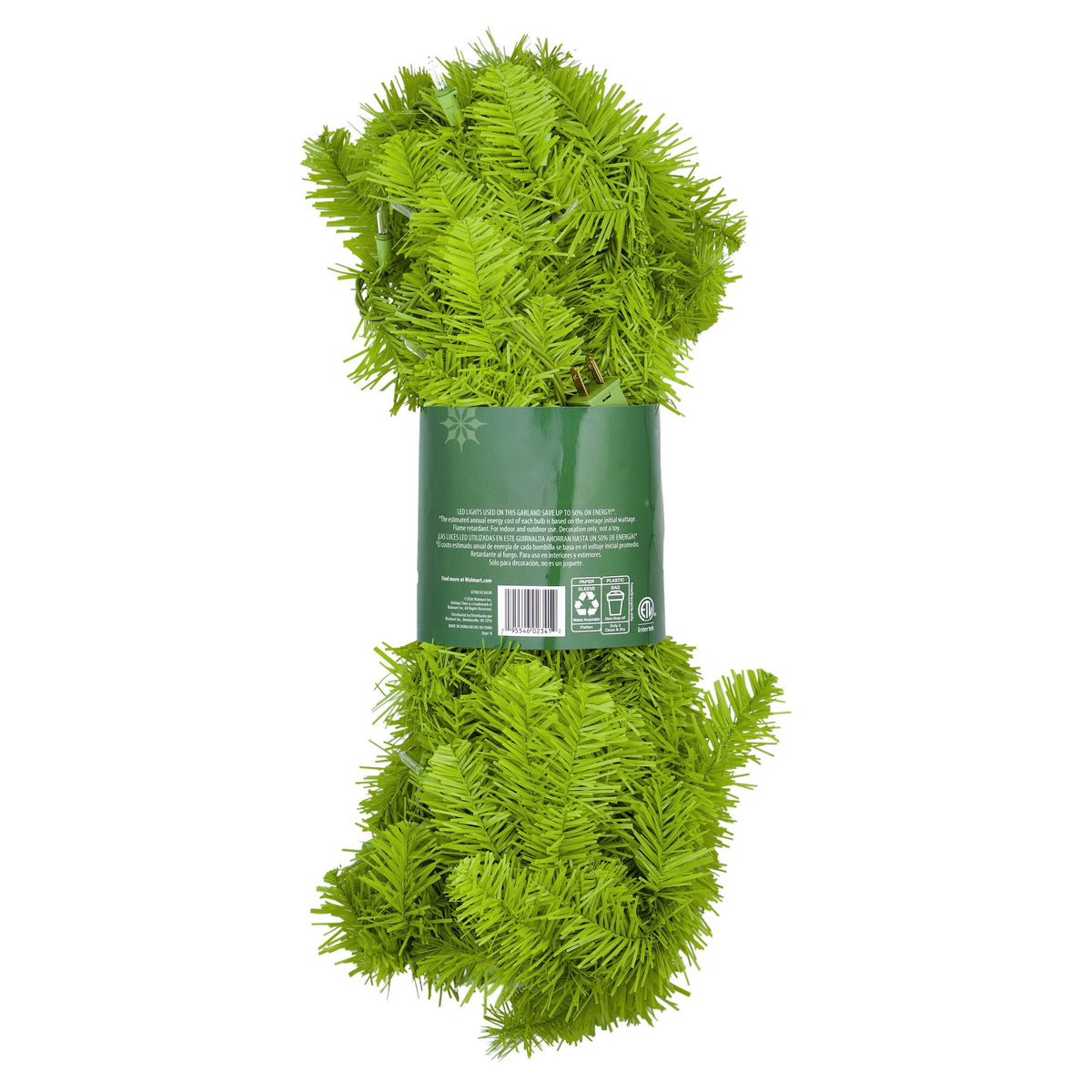 Lawndale Spruce Pre-Lit Warm White LED Artificial Christmas Garland, Green, 9', by Holiday Time