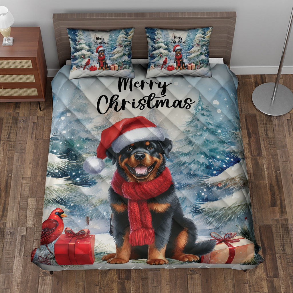 Merry Christmas French Bulldog Enjoys Woofmas Winter Xmas Holiday Quilt Bedding Set Dog Lover Gifts 1 Blanket Bed Cover 2 Pillowcases - 02022