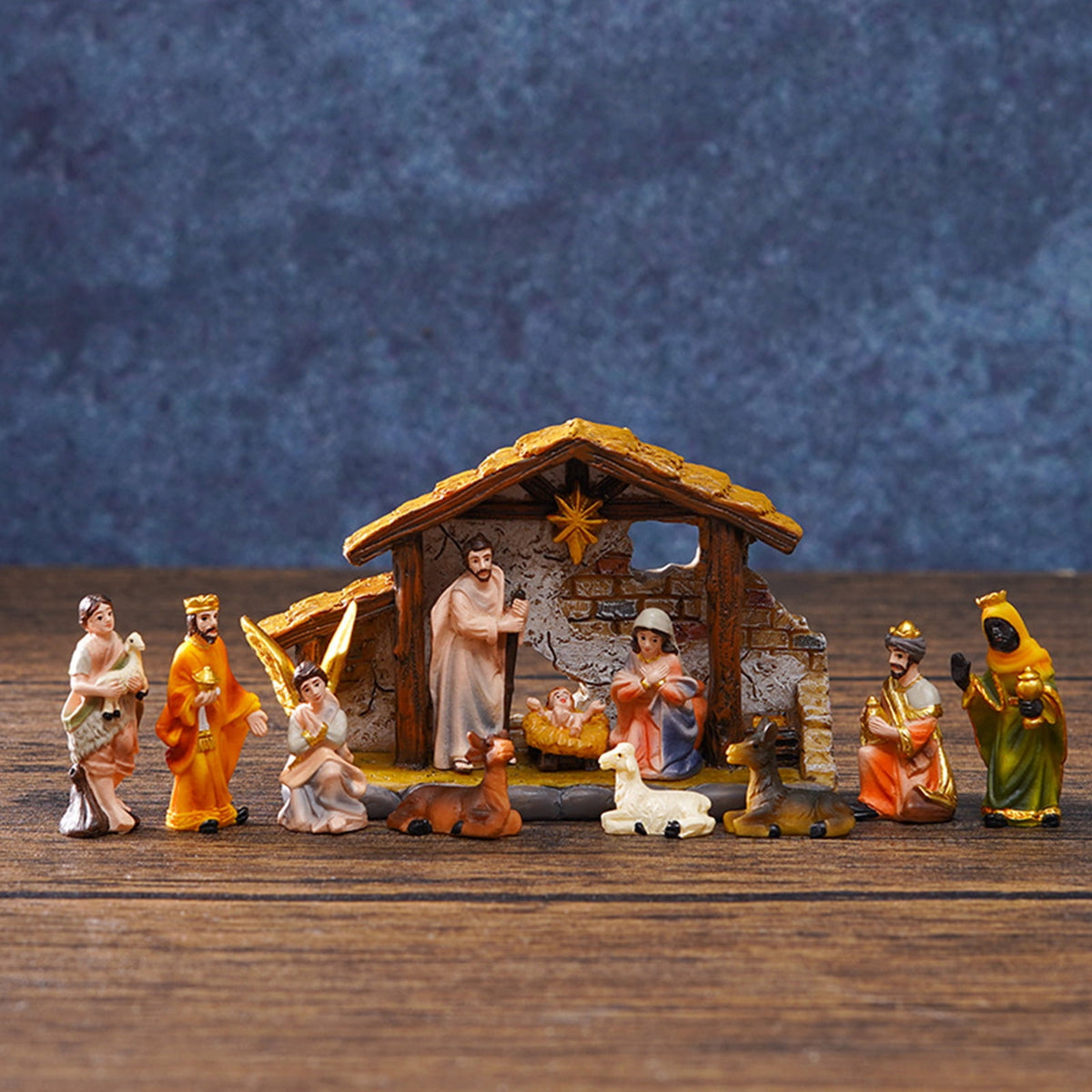 Christmas Nativity Figurines Resin Manger Holy Family Nativity Scenes Statue for Xmases Indoor Home Table Decorations