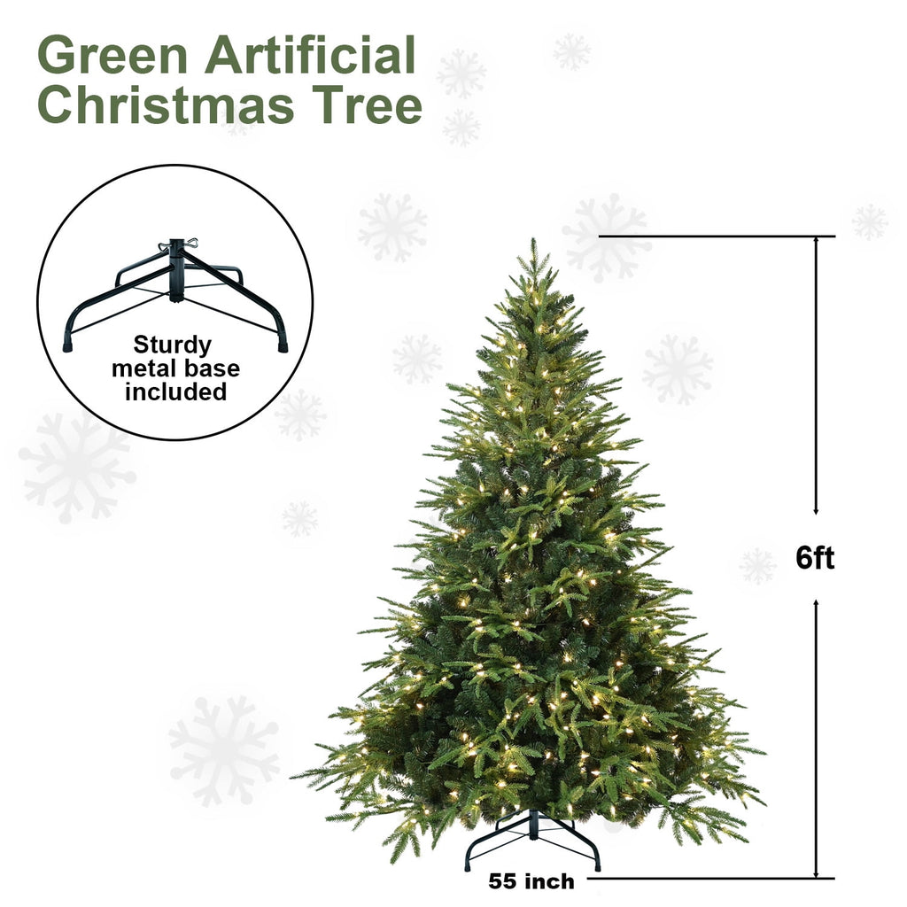 Makeatree 4ft Prelit Artificial Christmas Tree Realistic Fir Xmas Tree with 907 PE PVC Tips & 150 Lights Green & Foldable Base