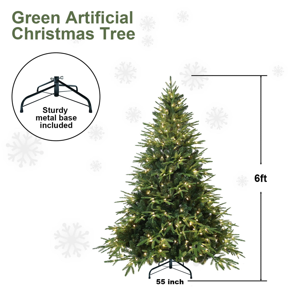 Makeatree 4ft Prelit Artificial Christmas Tree Realistic Fir Xmas Tree with 907 PE PVC Tips & 150 Lights Green & Foldable Base