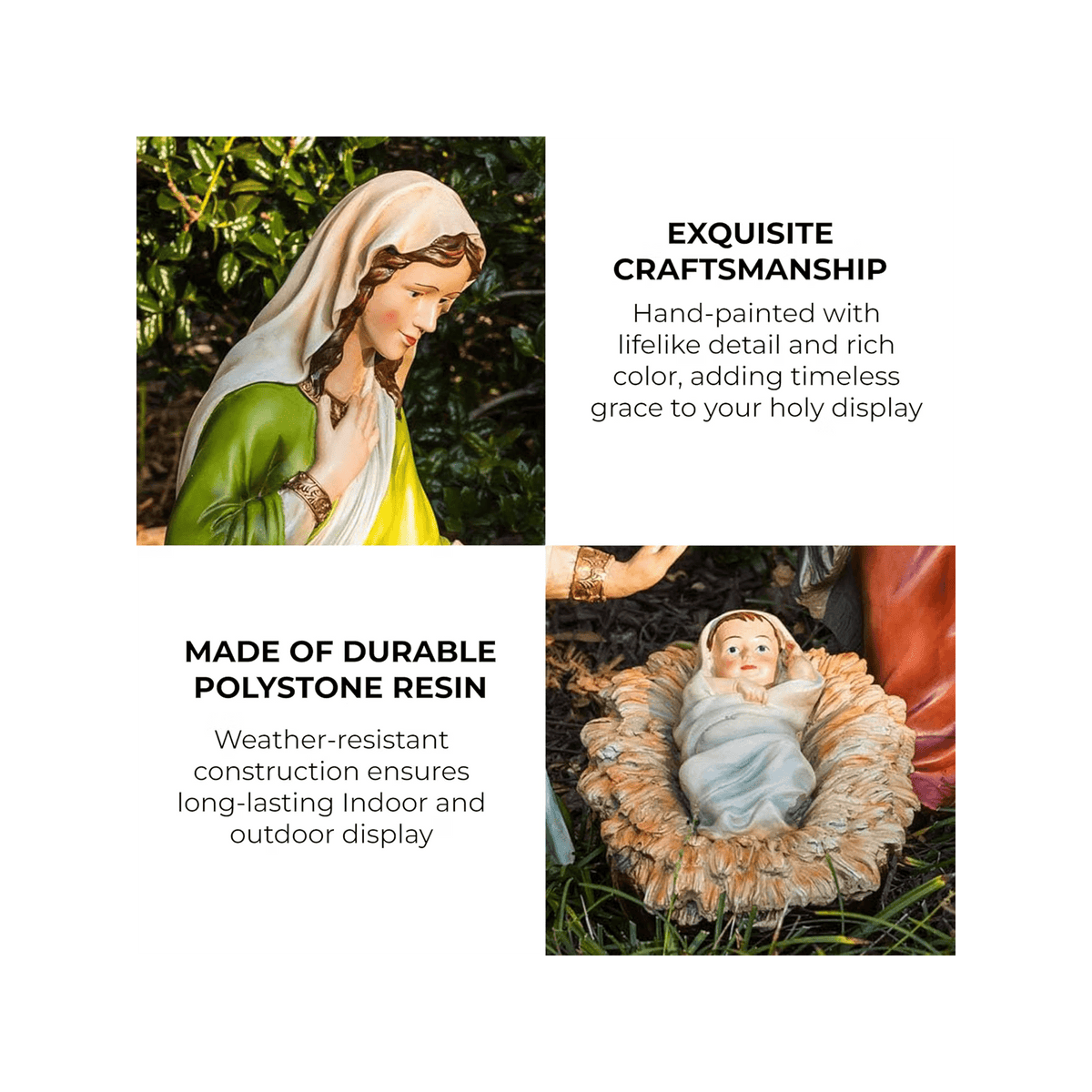 Evergreen 3-Piece Mary, Joseph and Baby Jesus Nativity Outdoor Safe Garden Set