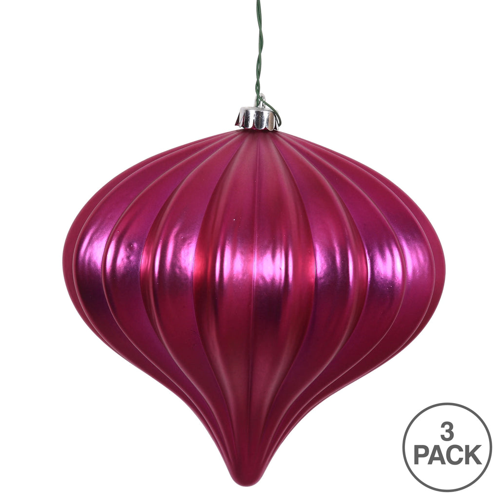 Vickerman 5.7" Burnished Orange Matte Onion Christmas Ornament, UV treated, Set of 3