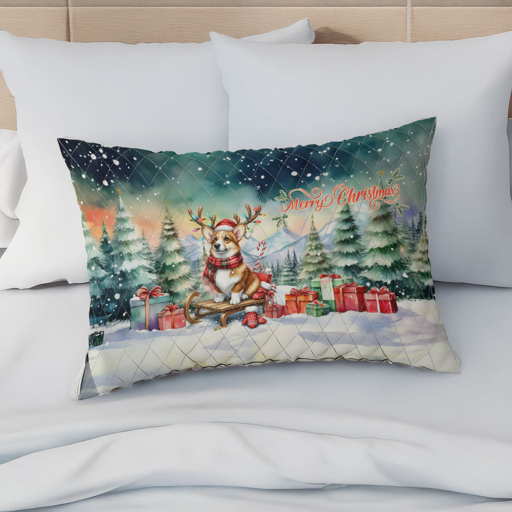 Merry Christmas Santa Reindeer Antlers French Bulldog Sleigh Xmas Winter Holiday Quilt Bedding Set Dog Lover Gifts 1 Blanket Bed Cover 2 Pillowcases - 00023