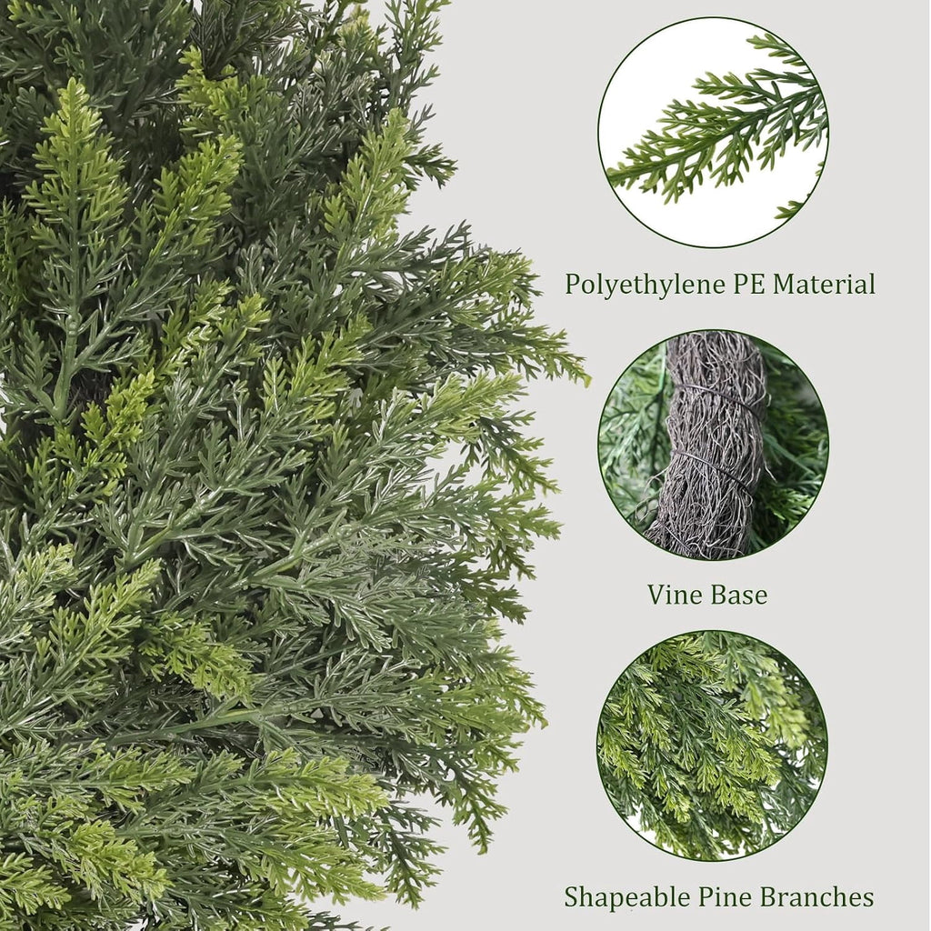 24 Inch Christmas Pine Cypress Wreath - Christmas Wreaths for Front Door, Real Touch Artificial Green Faux Xmas Wreaths for Home Indoor Outdoor Decor