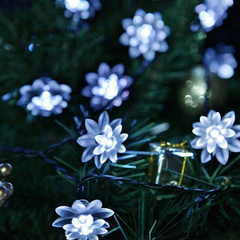 HESHENG Solar Lotus Flowers String Lights, Waterproof 40ft 100LEDs Lights Fairy Lights Outdoor 8 Modes Festival Lighting for Patio Yard Tree Wedding Party Christmas Decoration, Multicolor