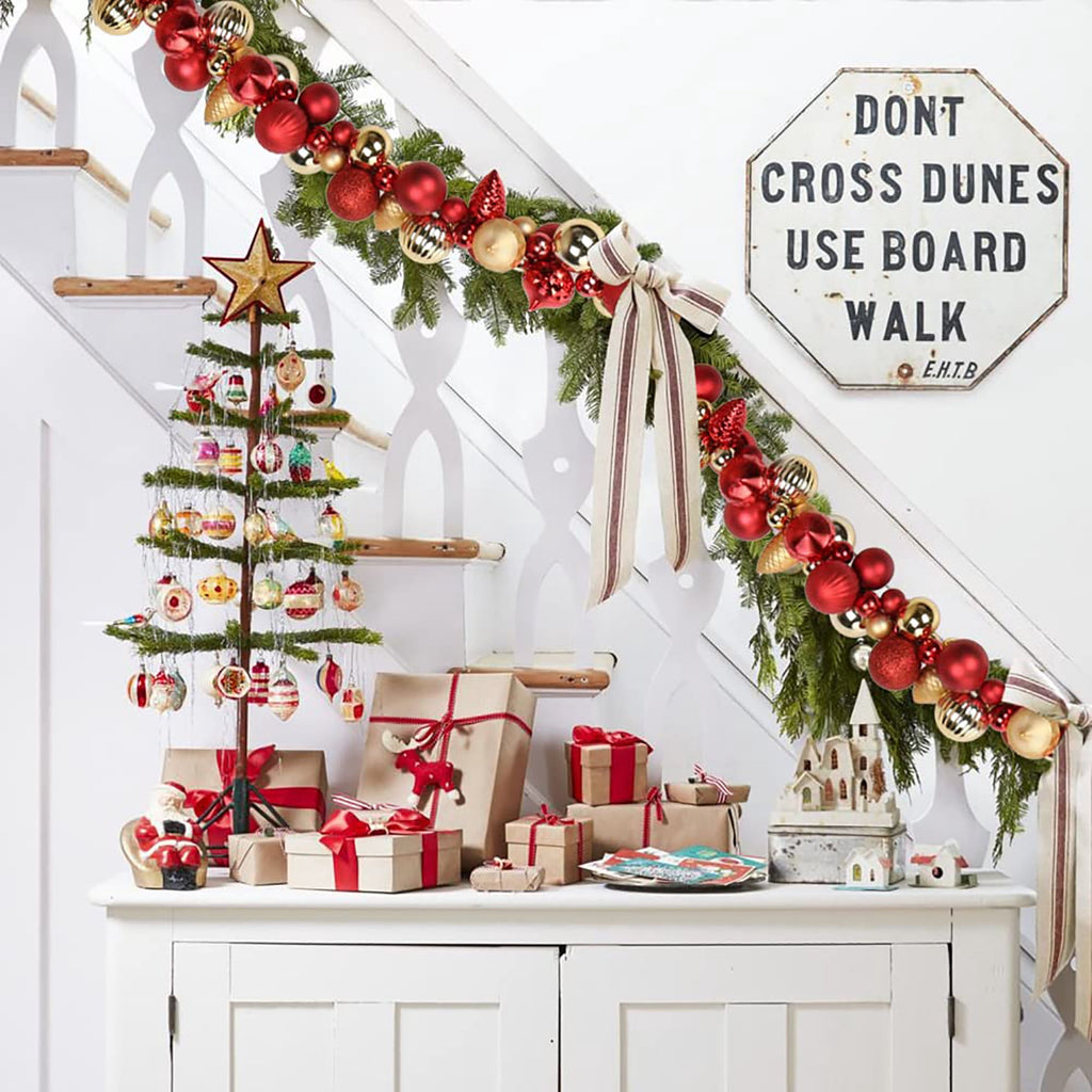 6 Ft Christmas Ball Garland Ornaments Shatterproof Xmas Hanging Balls Holiday Party Wedding Christmas Tree Decor Red