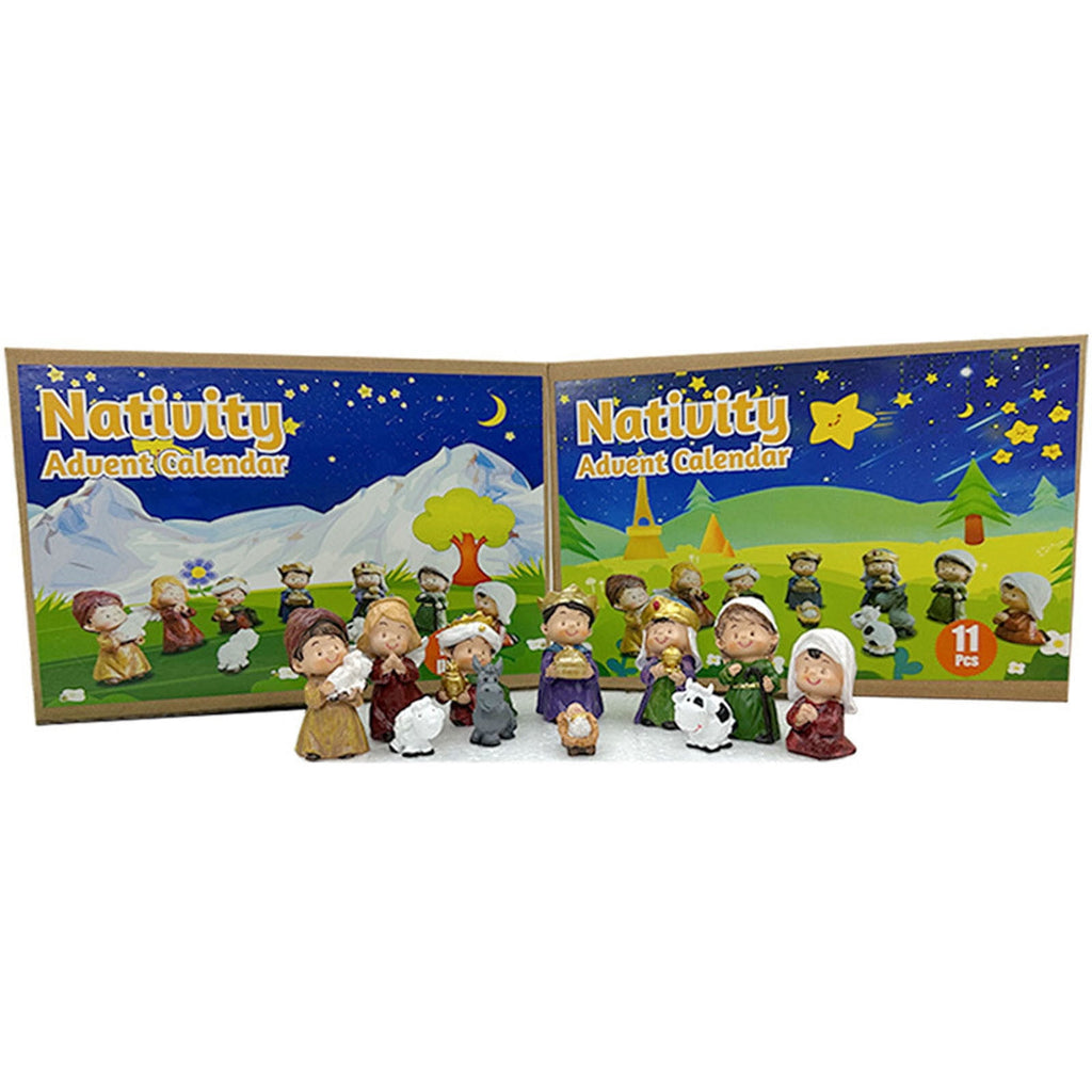 SIYTUAU Christmas Manger Nativity Scene Ornament Miniature Resin Craft Set 11 Piece Holy Family Figurines Display For Tabletop Holiday Decor