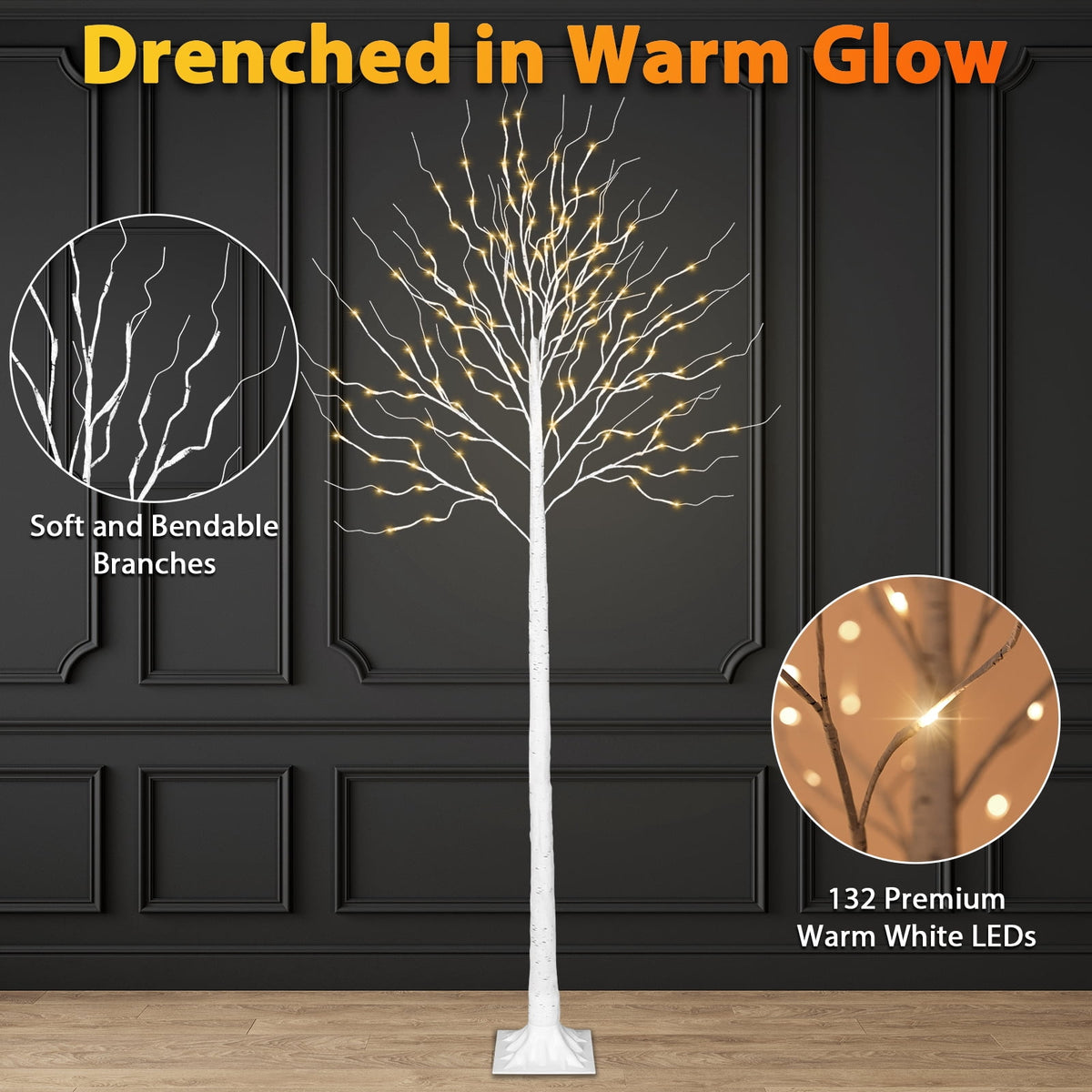 VIVATREES 12FT Pre-Lit Artificial Christmas Tree, 8165 Branch Tips 850 LED Lights, 10 Lighting Modes, PE+PVC Foliage, Foot Pedal Control Xmas Tree for Home, Office Decor